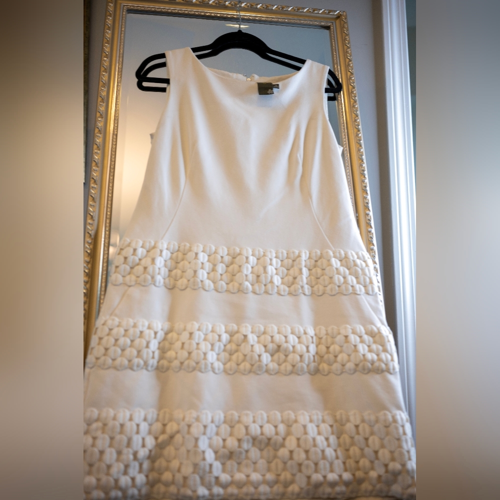 Taylor Size 12 White Shift Minidress - Picture 2 of 5